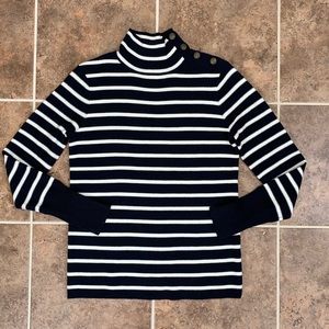 J. Crew Factory Striped Nautical Mock Turtleneck Sweater, S,